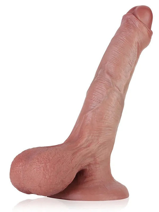 Chris 8.2" x 1.6" Uncut Realistic Dildo With Swinging Saggy Balls