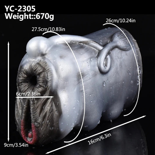 Cow Pocket Pussy Male Masturbator - Realistic Dual Penis Toy with textured surface for enhanced pleasure