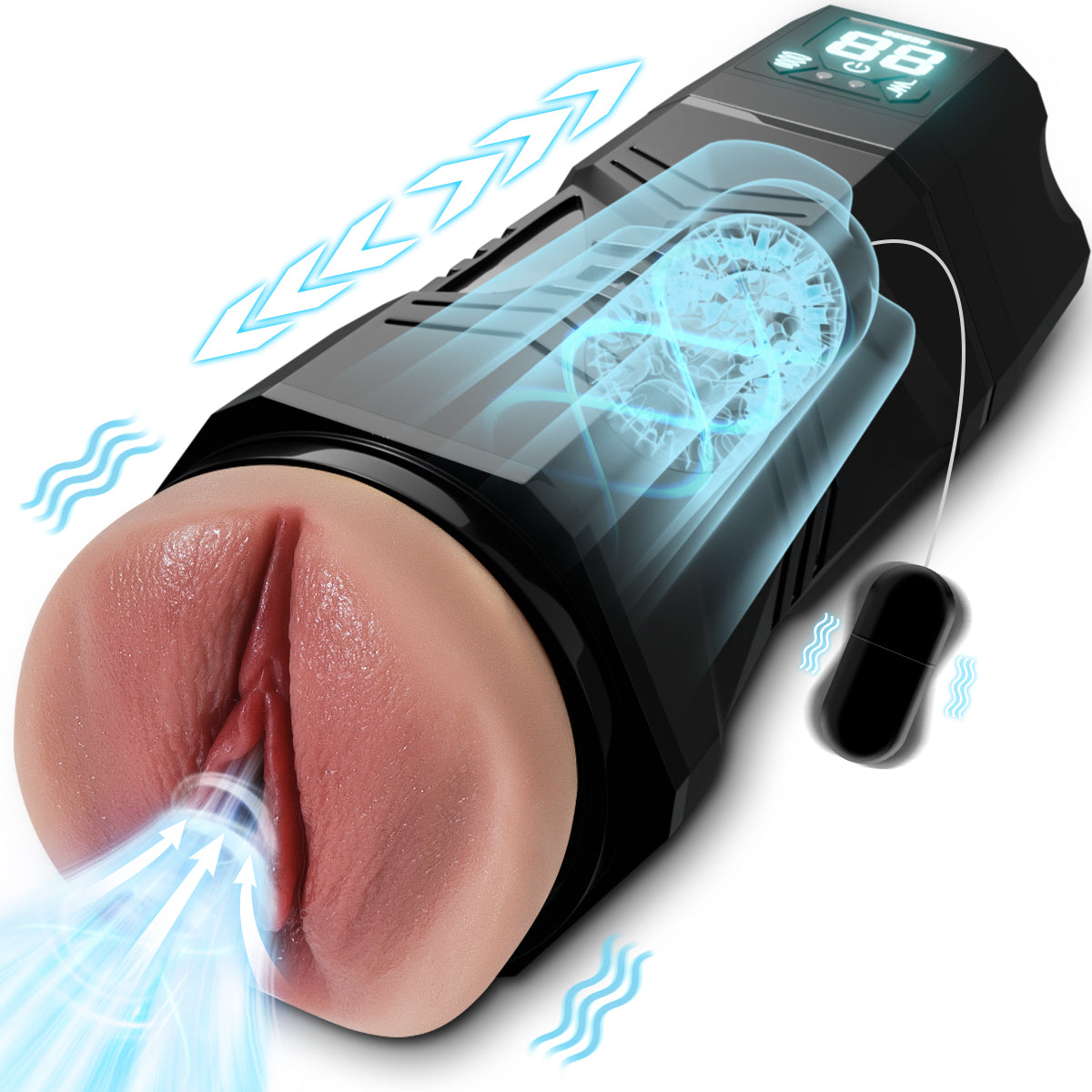 Realvagina Realistic Vagina With Strong Sucking Vibrating & Thrusting Masturbator