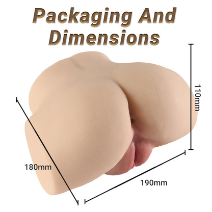 RealVagina Warm903 Realistic Vagina Masturbator Pocket Pussy with detailed packaging dimensions