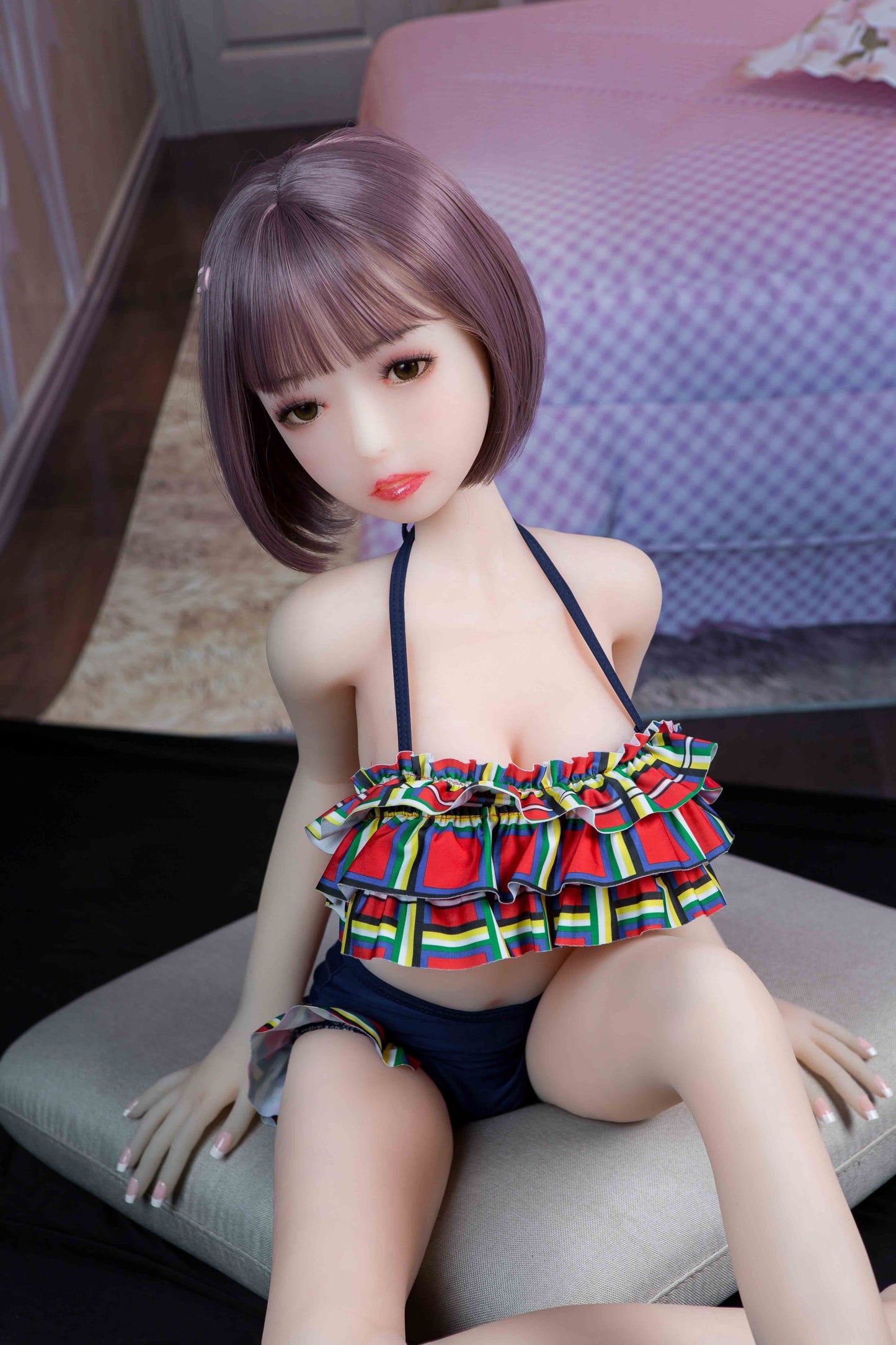 Lesley – 4.1ft/125cm Realistic Long Black Lifelike Mini Sex Doll