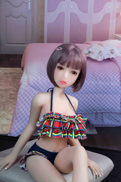 Lesley – 4.1ft/125cm Realistic Long Black Lifelike Mini Sex Doll