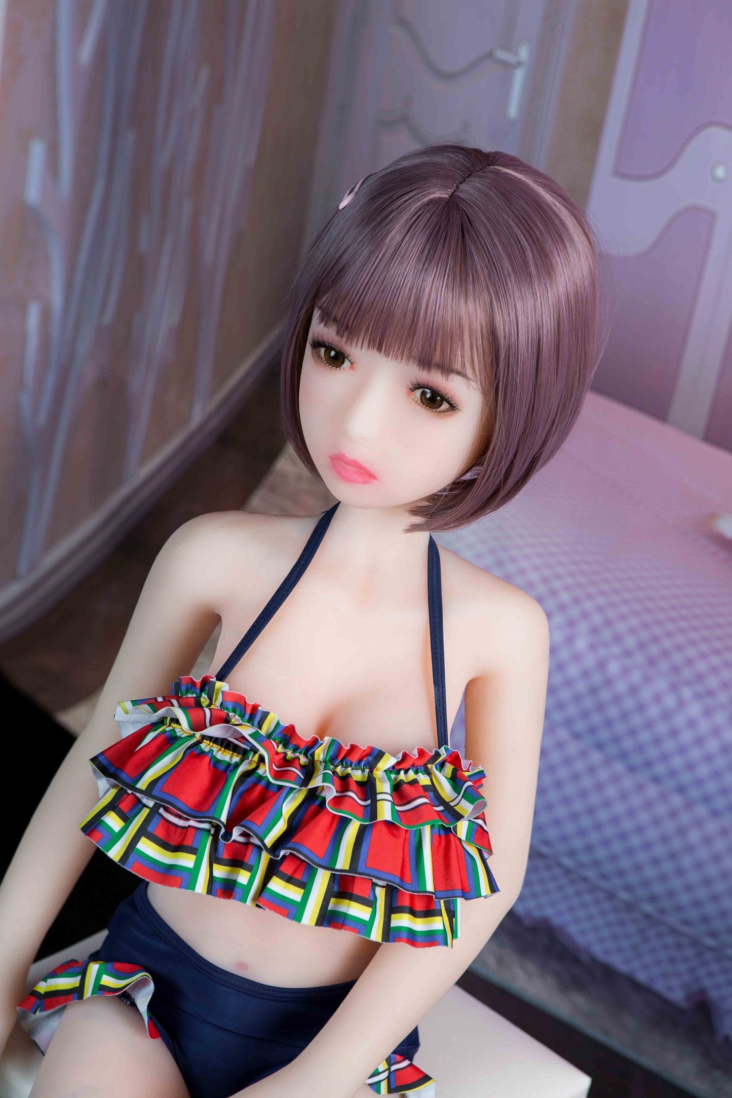 Lesley – 4.1ft/125cm Realistic Long Black Lifelike Mini Sex Doll
