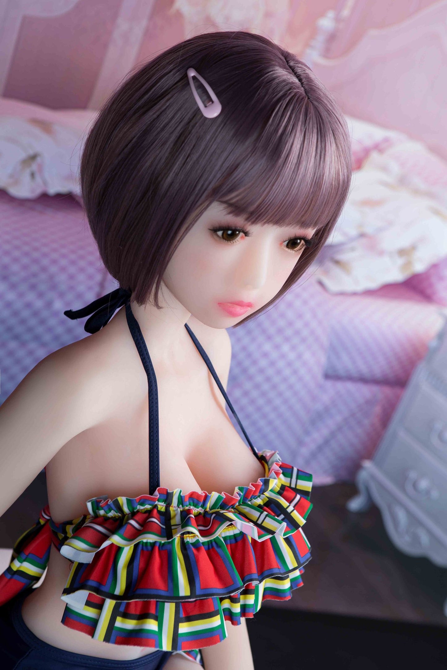 Lesley – 4.1ft/125cm Realistic Long Black Lifelike Mini Sex Doll