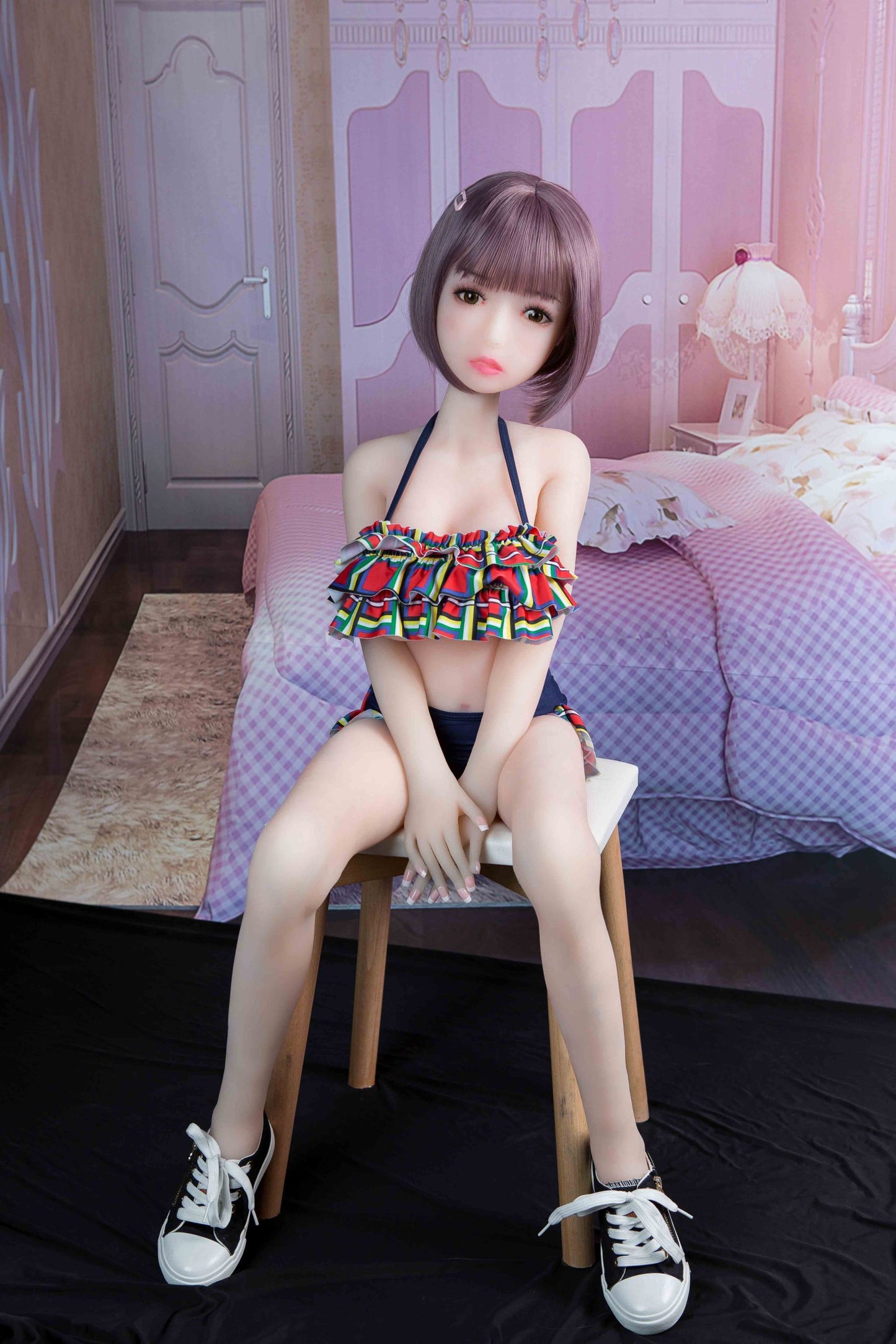 Lesley – 4.1ft/125cm Realistic Long Black Lifelike Mini Sex Doll