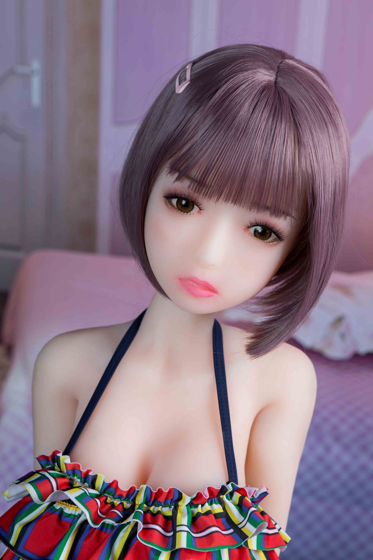 Lesley – 4.1ft/125cm Realistic Long Black Lifelike Mini Sex Doll