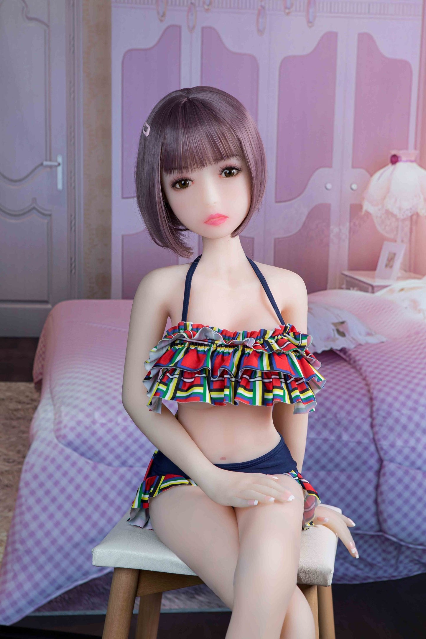 Lesley – 4.1ft/125cm Realistic Long Black Lifelike Mini Sex Doll