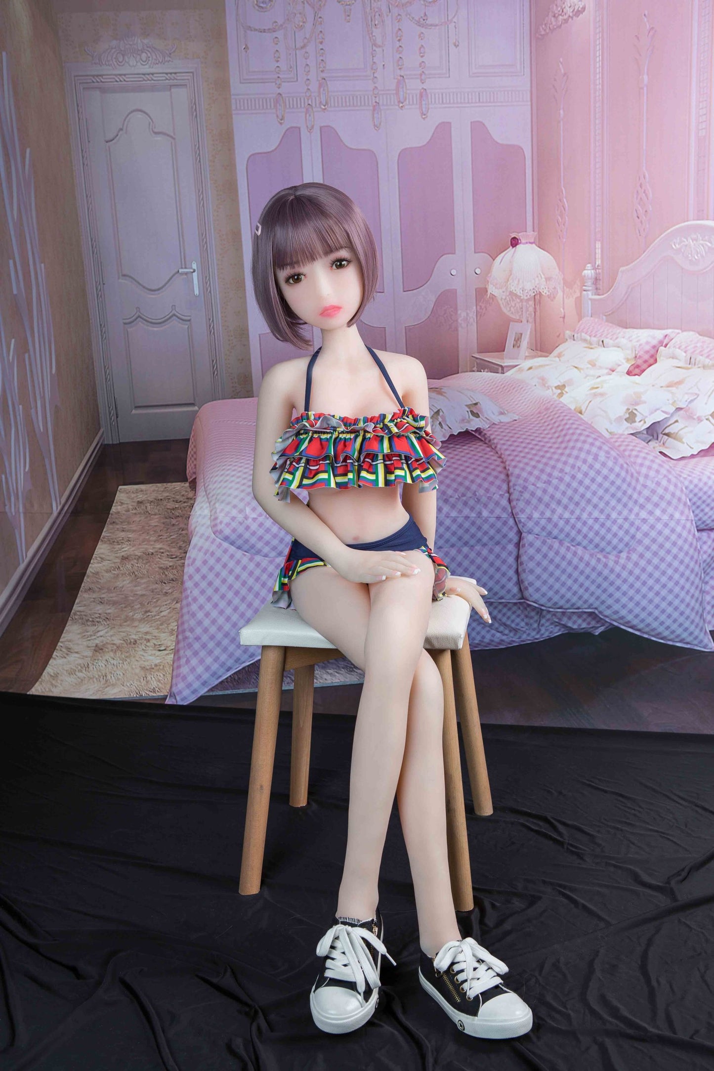 Lesley – 4.1ft/125cm Realistic Long Black Lifelike Mini Sex Doll