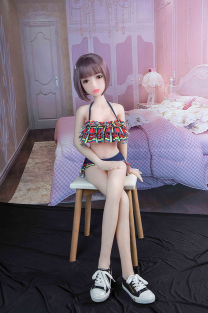 Lesley – 4.1ft/125cm Realistic Long Black Lifelike Mini Sex Doll