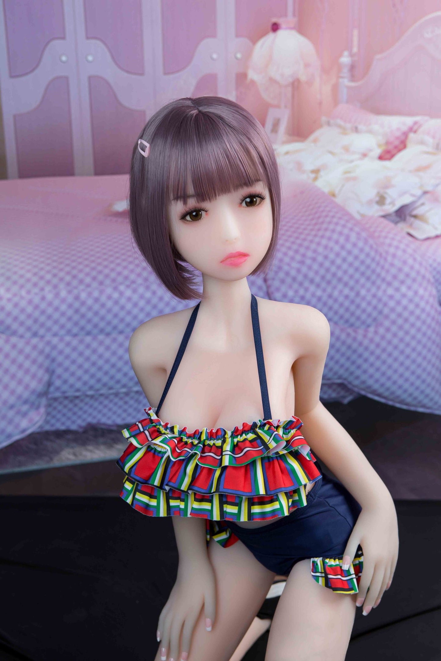 Lesley – 4.1ft/125cm Realistic Long Black Lifelike Mini Sex Doll