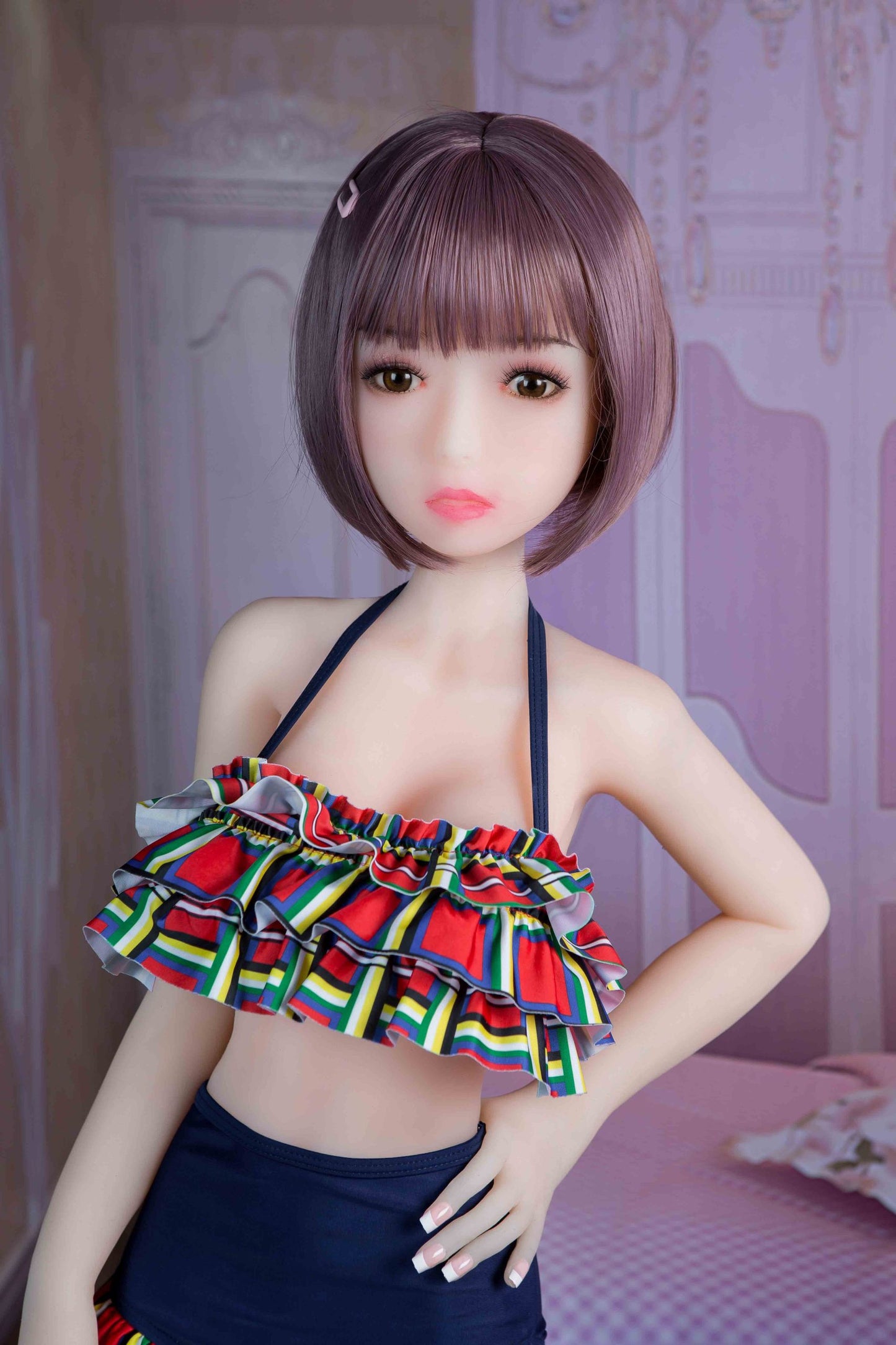 Lesley – 4.1ft/125cm Realistic Long Black Lifelike Mini Sex Doll