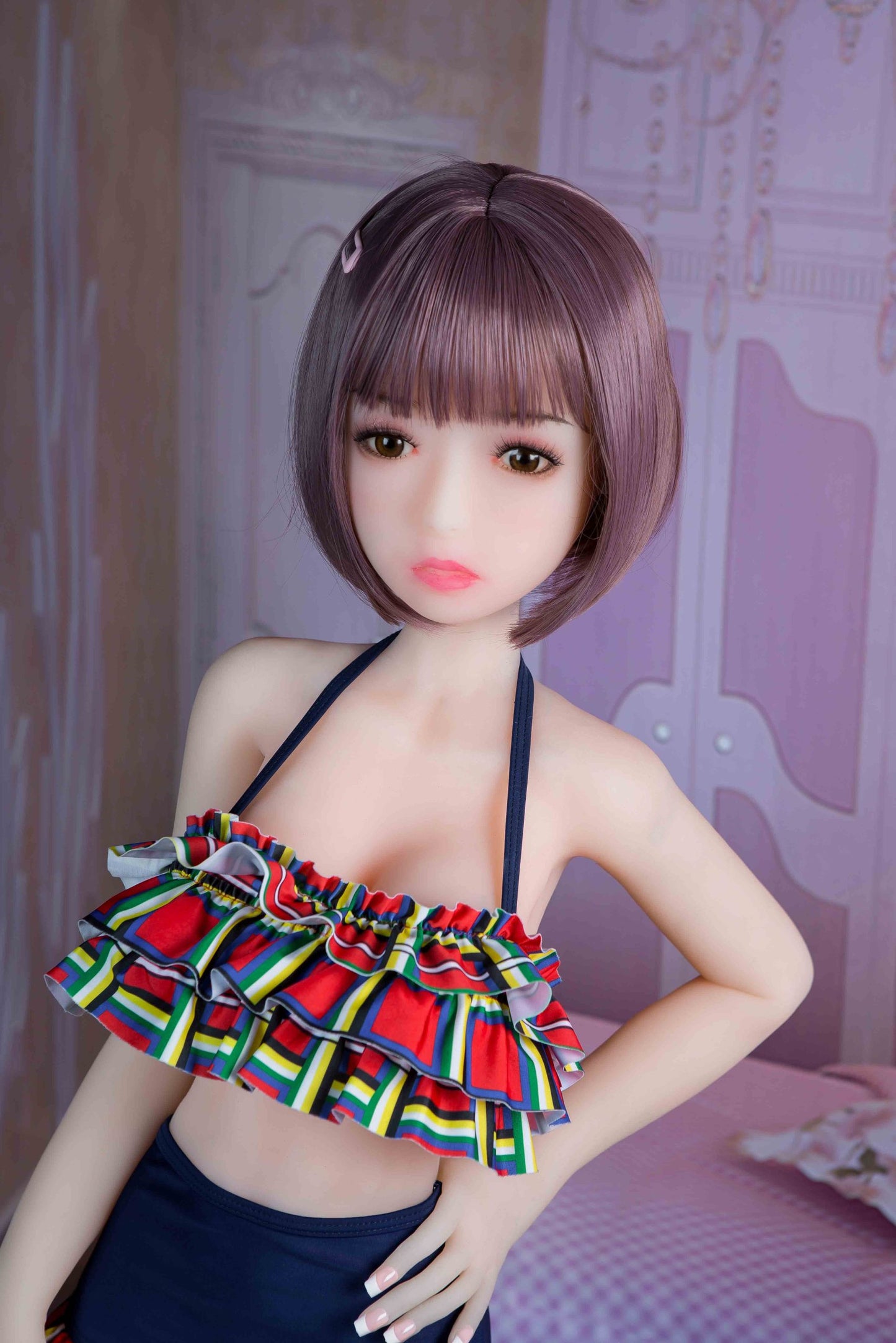 Lesley – 4.1ft/125cm Realistic Long Black Lifelike Mini Sex Doll