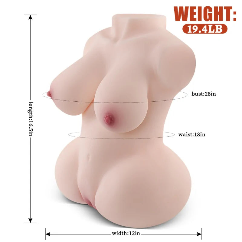Mira - 19.4 lbs Soft Gel Breast Round Ass Half Torso Sexdoll - RealVagina