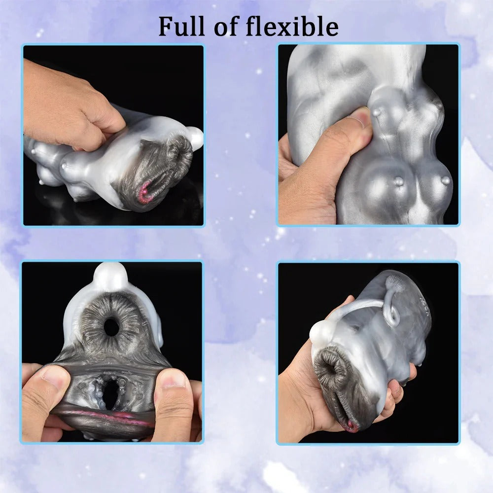 Cow Pocket Pussy Male Masturbator - Realistic Dual Penis Toy with flexible design and texture