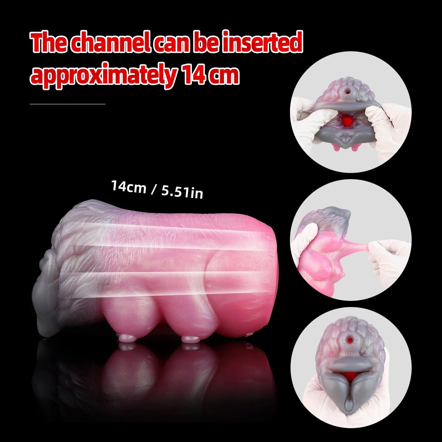 Wolf Beauty Pocket Pussy Male Masturbator - Fantasy Silicone with 14cm insertion channel for enhanced pleasure