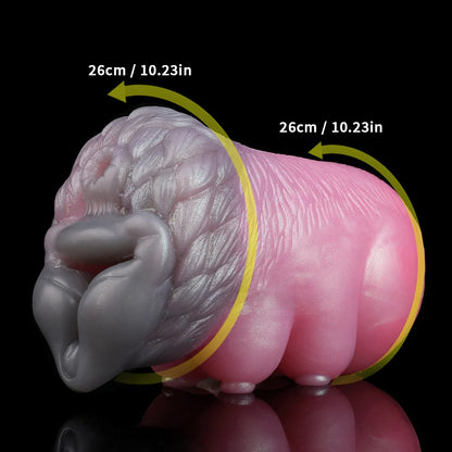 Wolf Beauty Pocket Pussy Male Masturbator - Fantasy Silicone in pink with detailed textured design