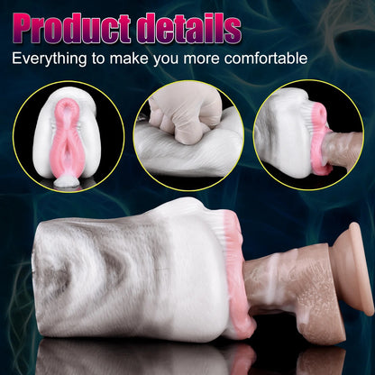 Fantasy Horse Pocket Pussy Male Sex Toy - Pink Vagina Dual Hole with soft, realistic texture for enhanced pleasure