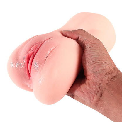 RealVagina Warm034 Realistic Vagina Masturbator Pocket Pussy in a hand showcasing its lifelike design