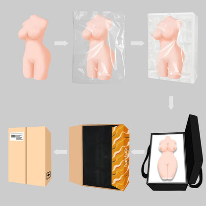 Morgpie 63.9LB pornstar sex doll with Tantabosom and Tantabutt, featuring realistic body proportions, soft breasts, firm nipples.