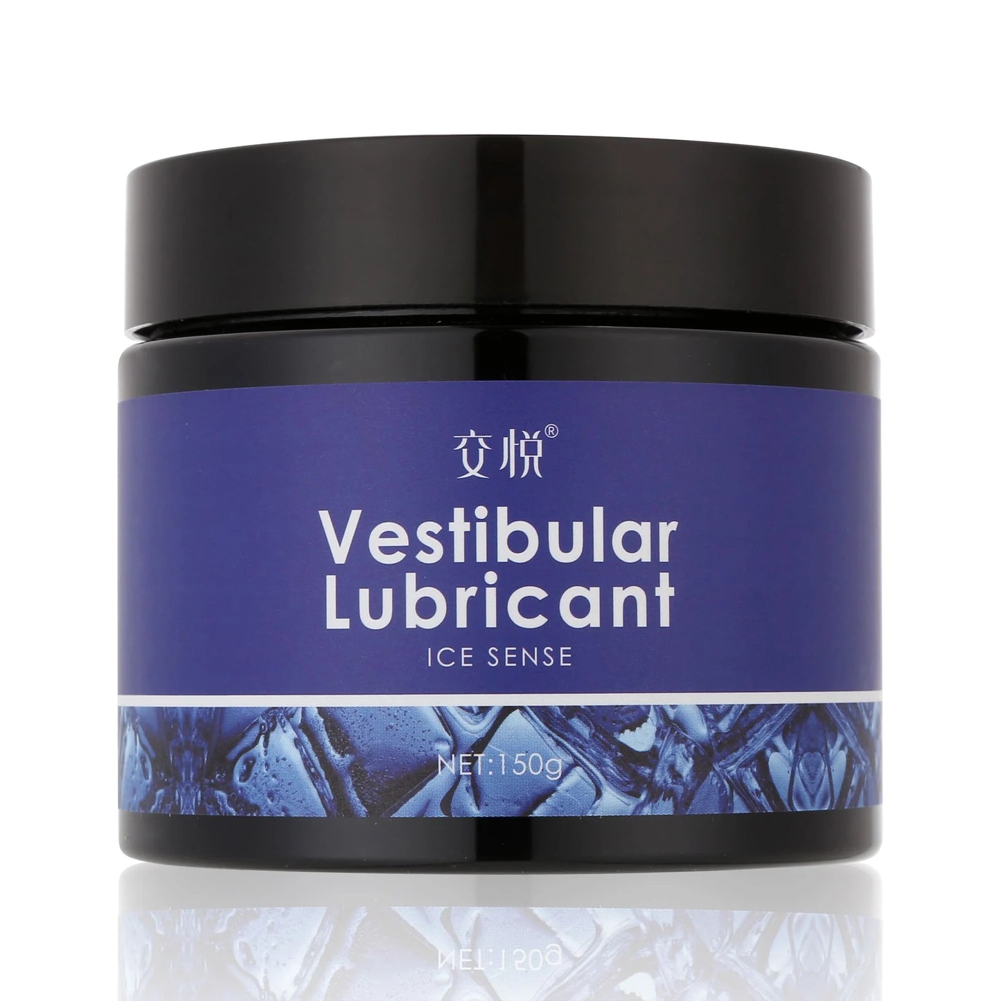 RealVagina Heat Sense Anal Lube in a black tub with blue label for enhanced sensations