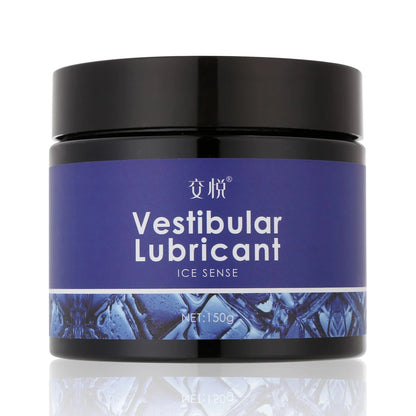 RealVagina Heat Sense Anal Lube in a black tub with blue label for enhanced sensations